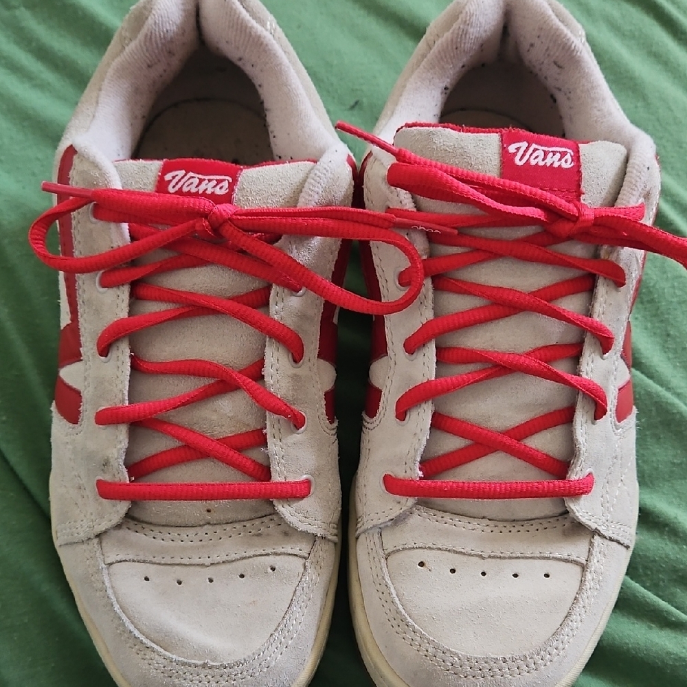 Vans Suede Shelby Sneakers with Red Highlights Great Womens Skate Shoe